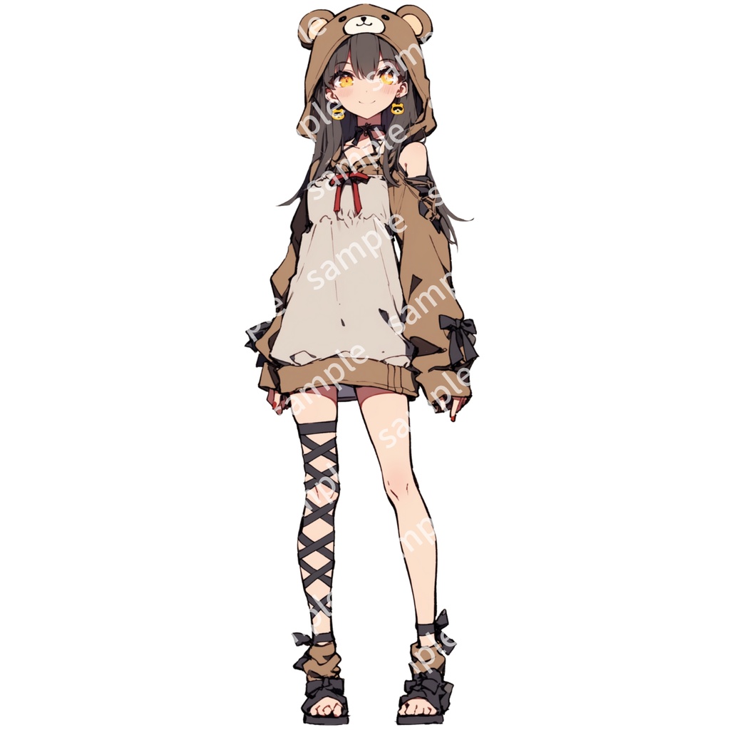 【立ち絵_124】キャラ風パーカーの女の子