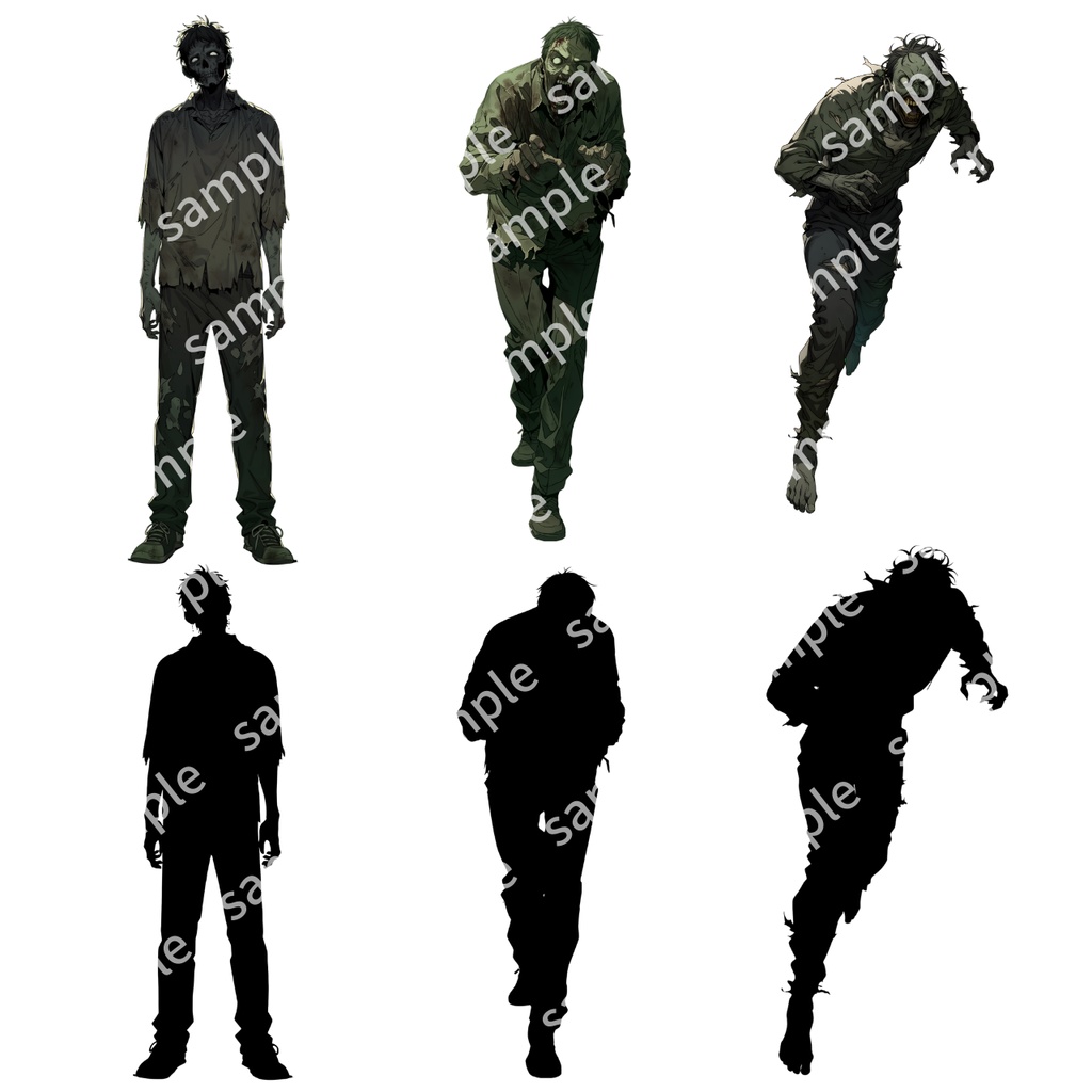 【モブ_006】TRPG ゾンビ シルエットもあり【これは使えるシリーズ】