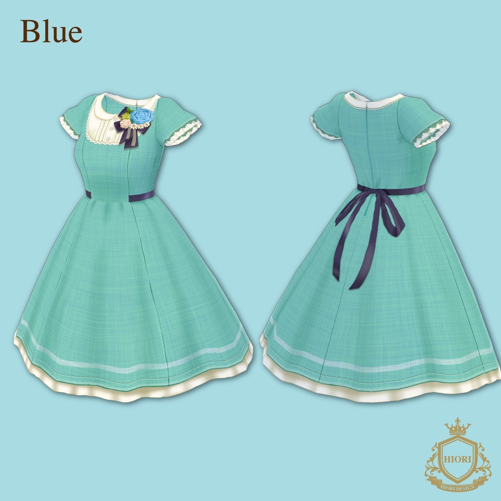 【VRoid】春夏リボンコサージュワンピース