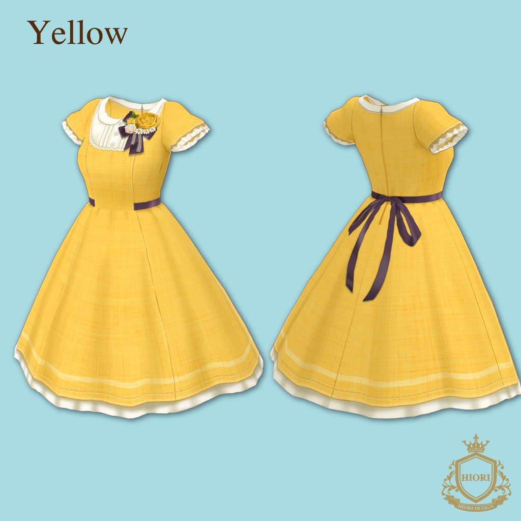 【VRoid】春夏リボンコサージュワンピース