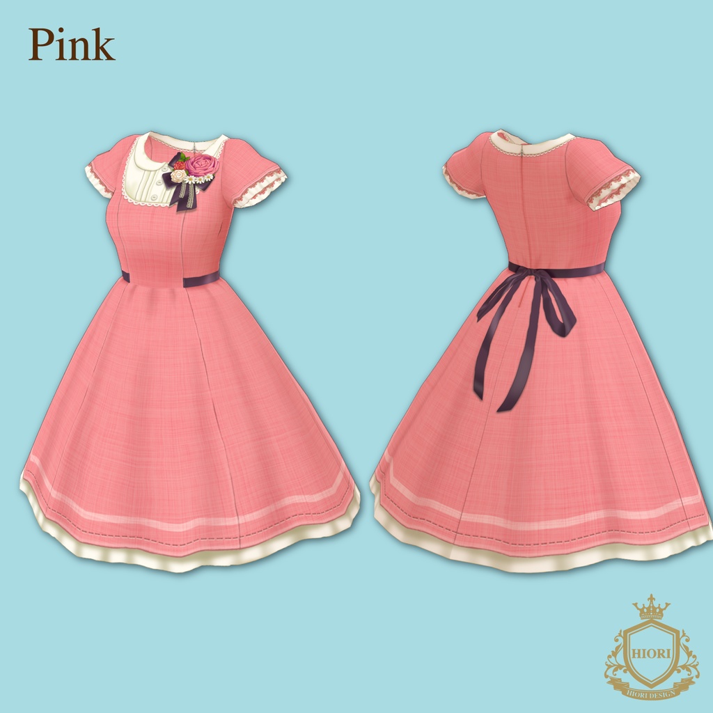 【VRoid】春夏リボンコサージュワンピース