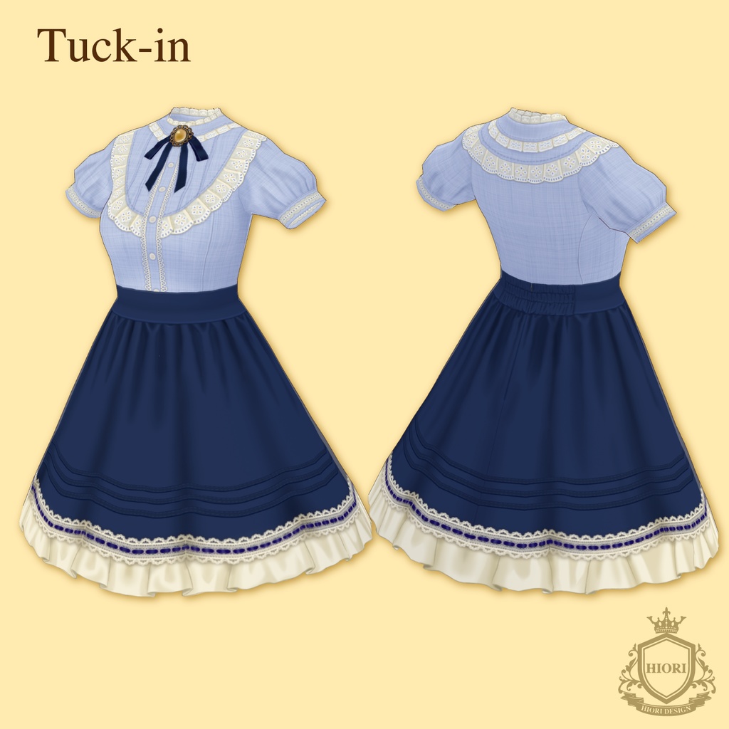 【VRoid】青いブラウスとスカートのコーデセット