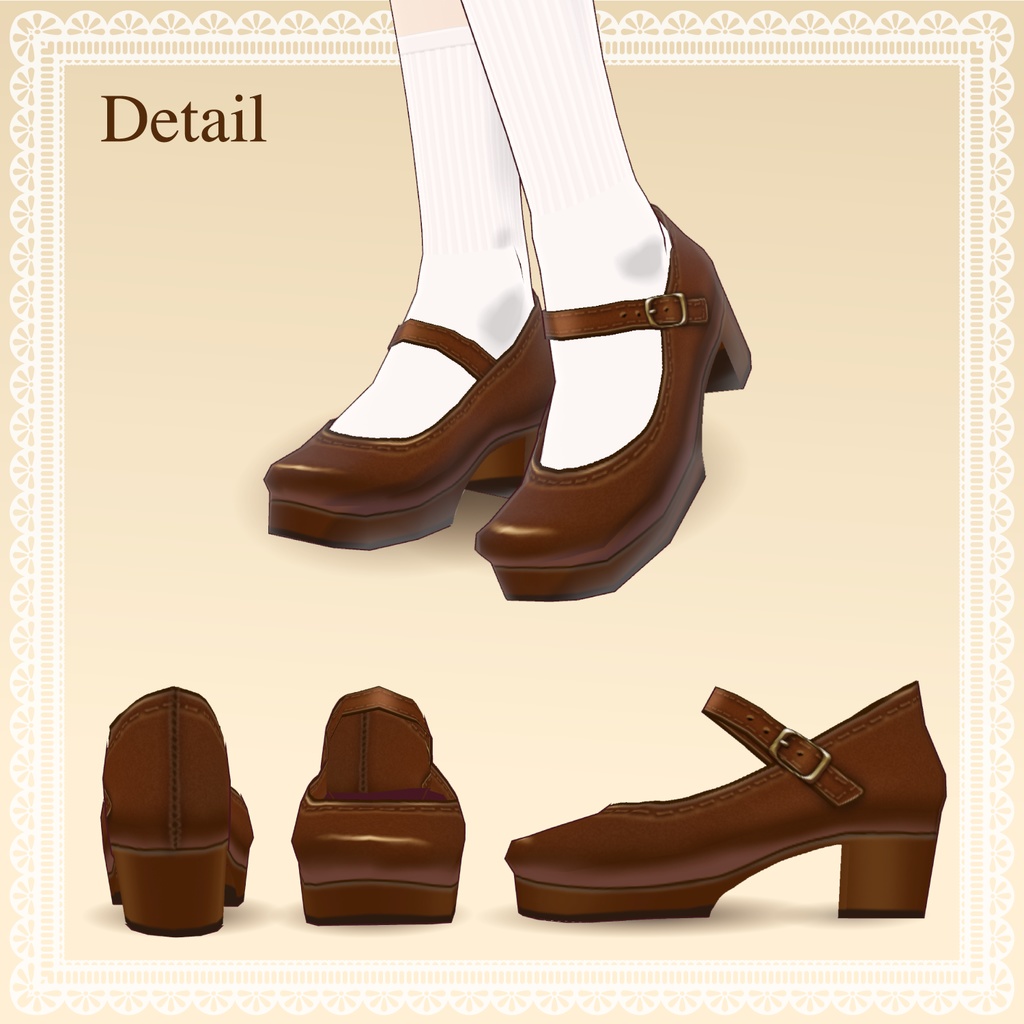 【VRoid】ストラップパンプス 革靴