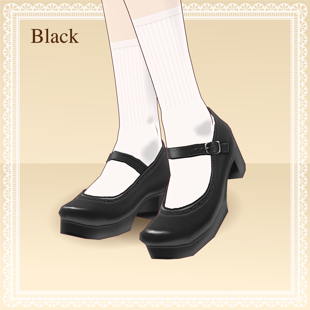 【VRoid】ストラップパンプス 革靴