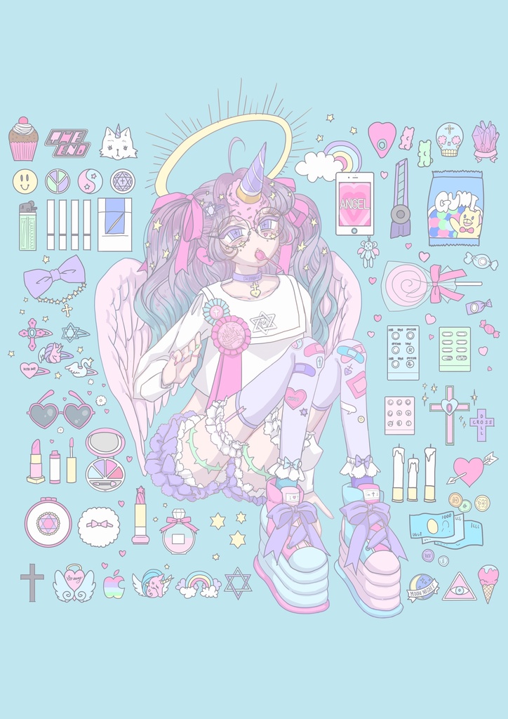 ポストカード　ice cream unicorn