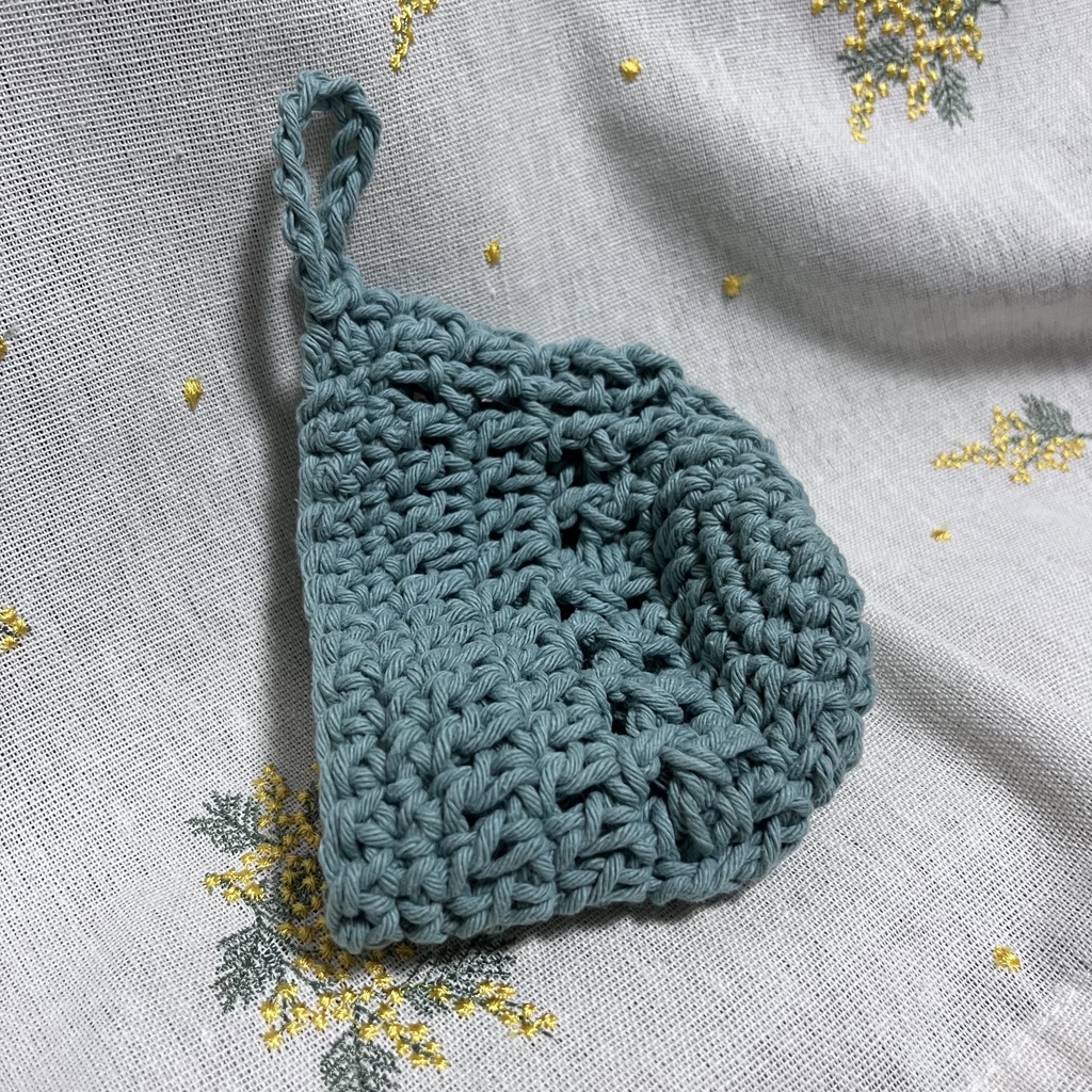 かぎ針編みハンギングバスケット【青緑色コットン糸】