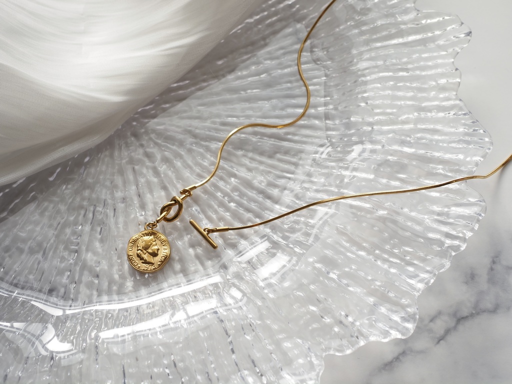 ノットデザインネックレス（コイン・バロックパール）