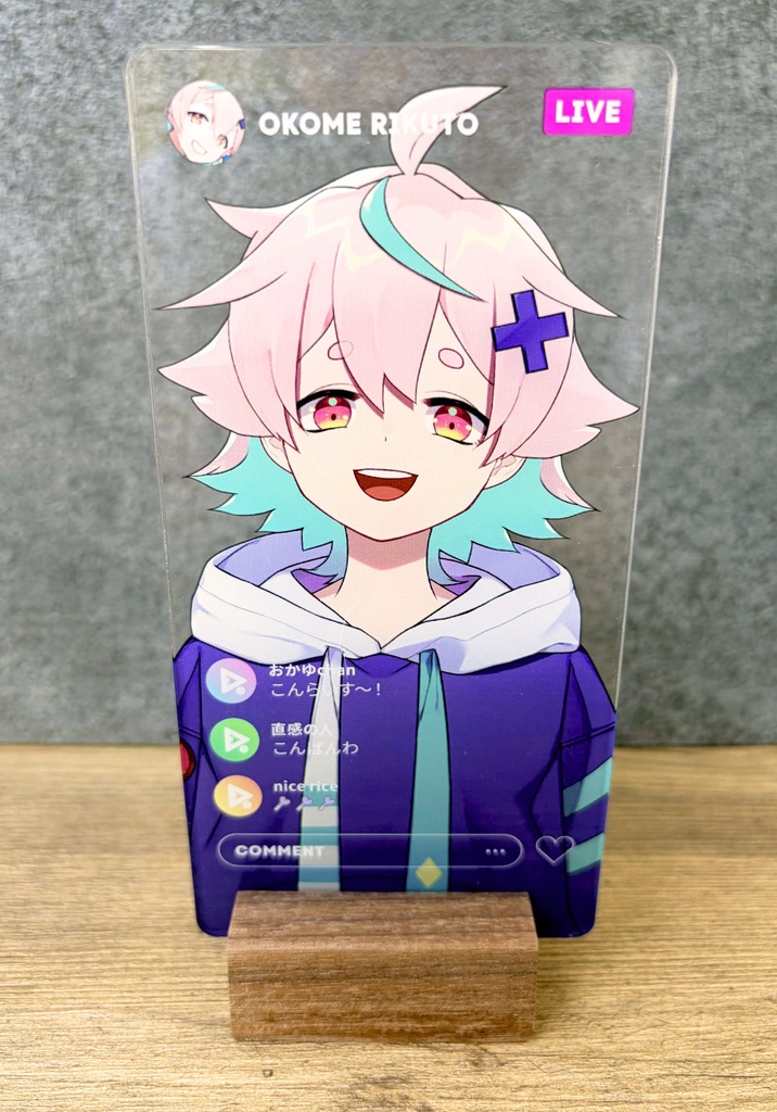 スマホ画面風アクリルスタンド(ウッド台座付き)