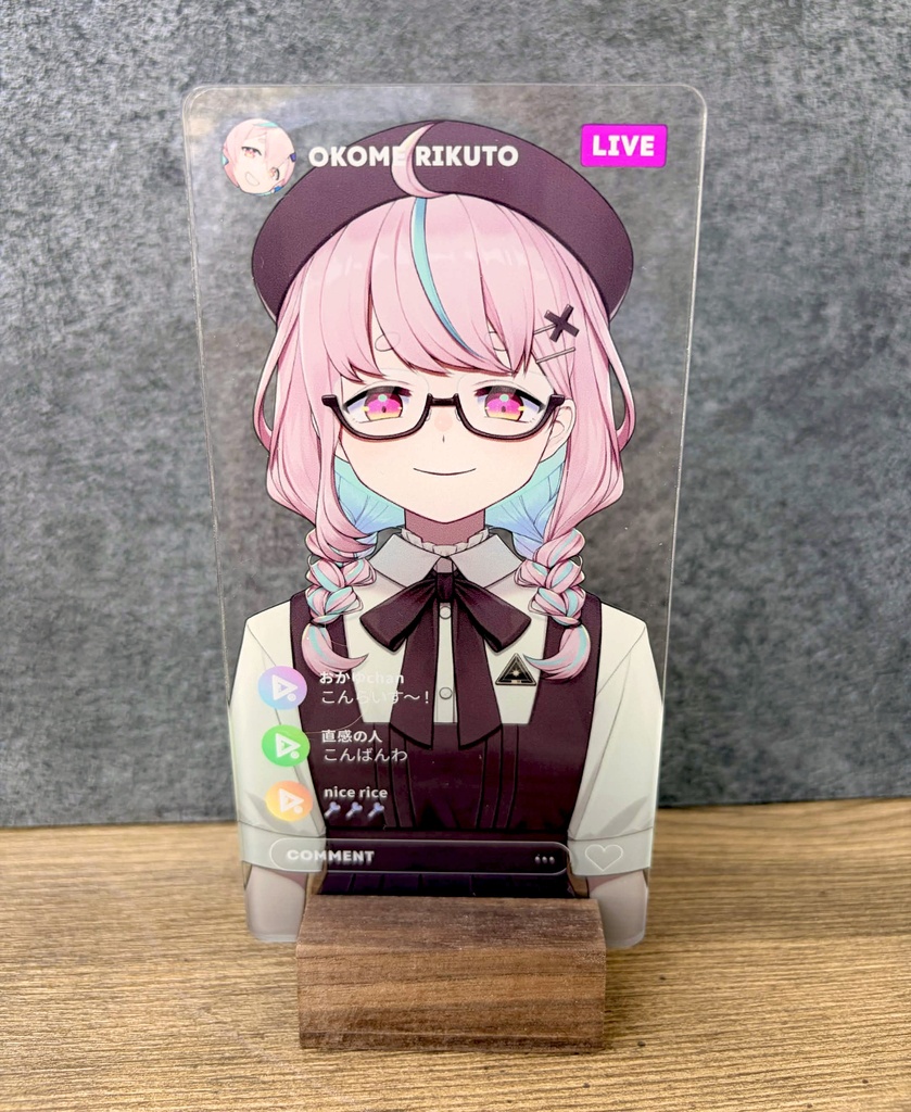 スマホ画面風アクリルスタンド(ウッド台座付き)