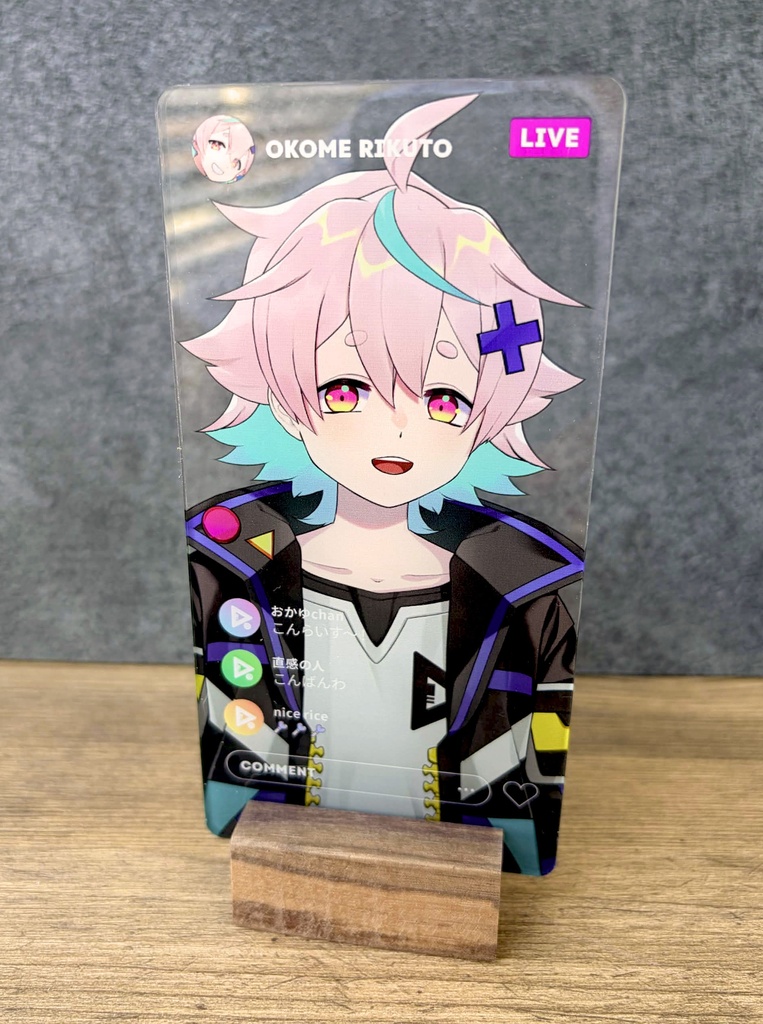 スマホ画面風アクリルスタンド(ウッド台座付き)