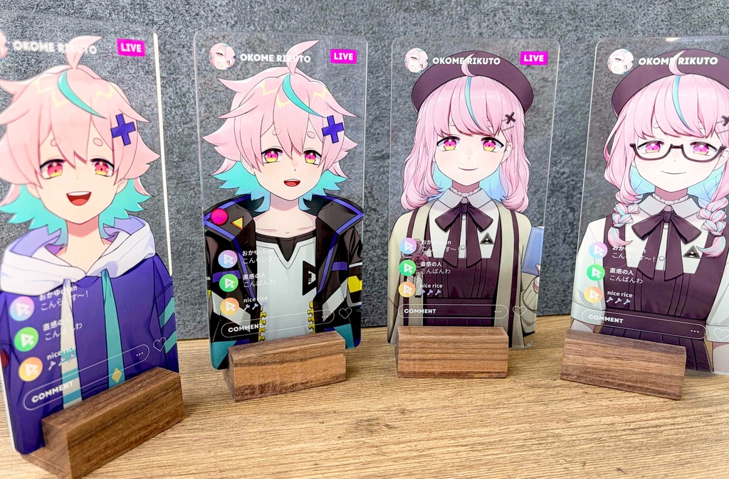スマホ画面風アクリルスタンド(ウッド台座付き)