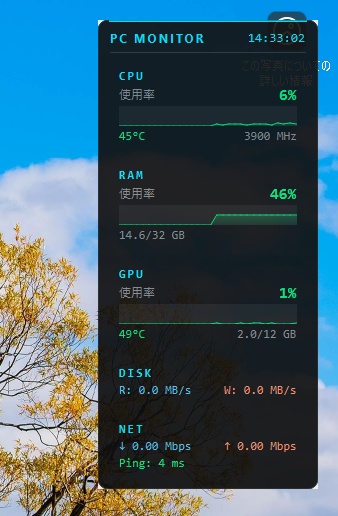 PC Status Monitor - ゲーミングPC用オーバーレイモニター
