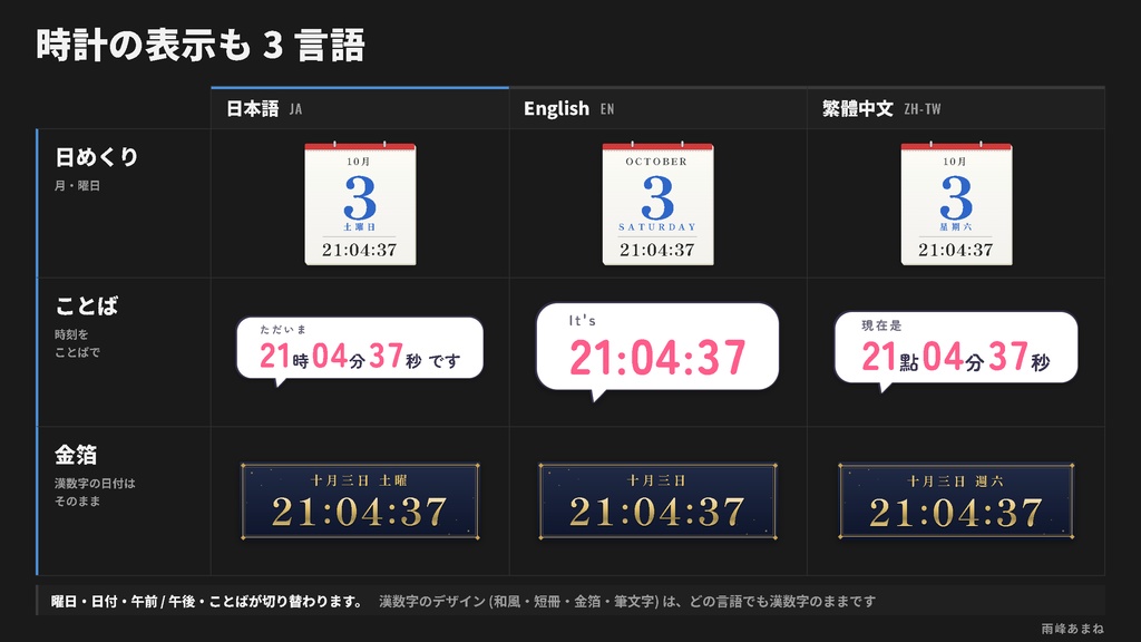 きせかえ時計 Clock Studio【全100デザイン・クレジット不要】OBS用時計素材|色・フォント自由