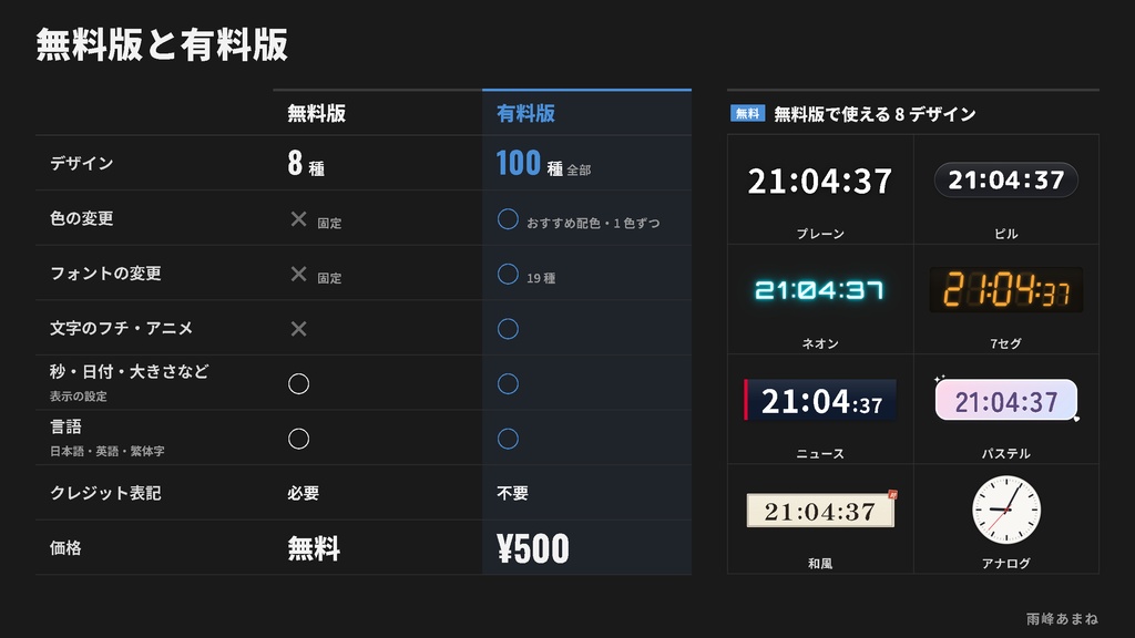 【無料】きせかえ時計 Clock Studio - OBS用時計素材|8デザイン・設定画面つき・背景透過