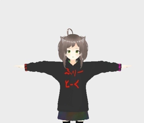 ふりーとーくパーカーを着た人