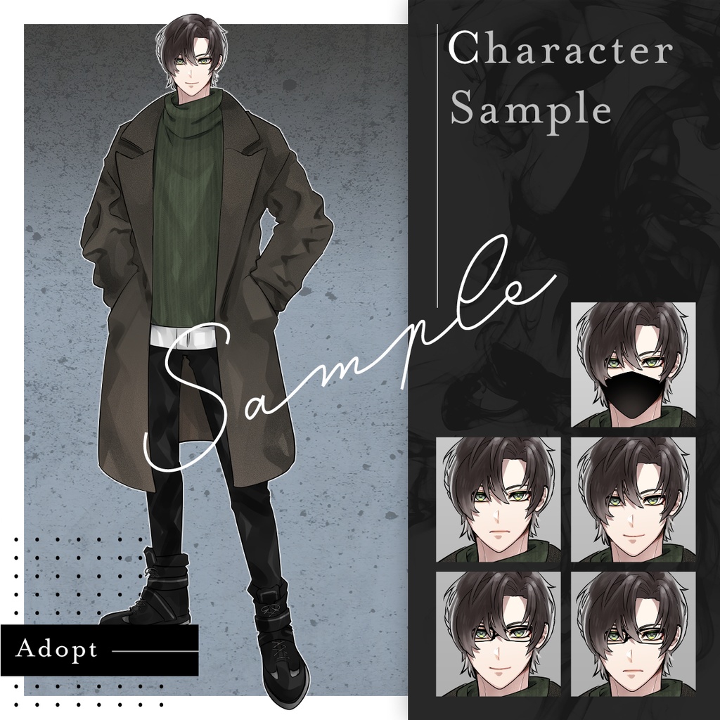 TRPG等立ち絵フリー素材販売【全身】秋服男子Ver4【差分５種】