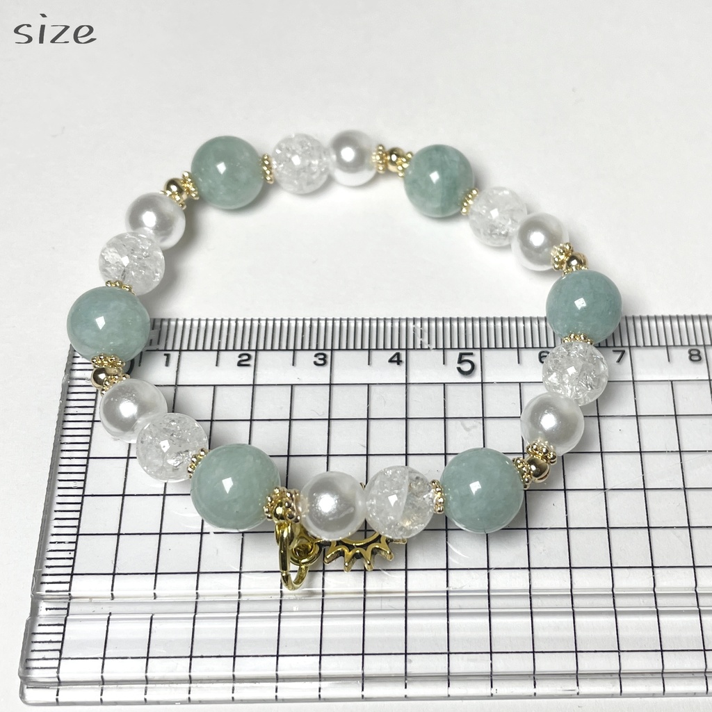 翡翠 ブレスレット 太陽チャーム付き クラック水晶 天然石 パワーストーンブレスレット