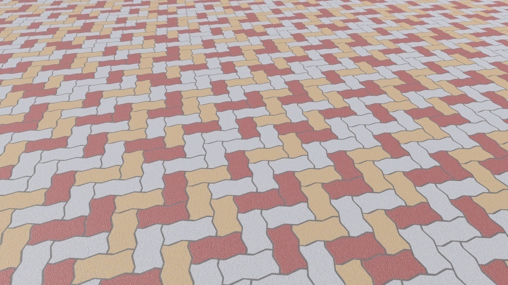 VRChat想定 歩道レンガ(波_パターン2)