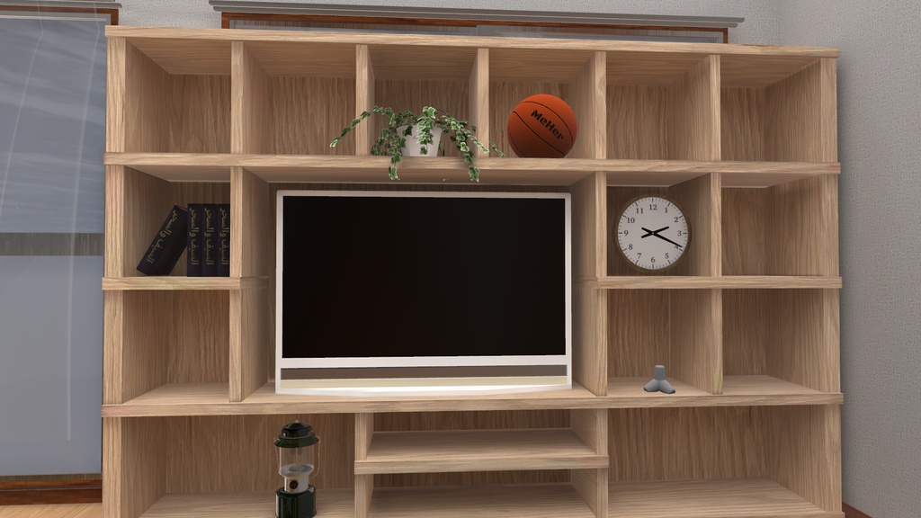 VRChat想定 壁面収納付きテレビ台