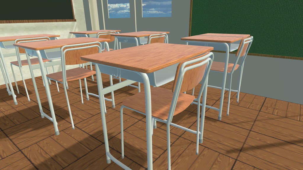 VRChat想定 学校の机&椅子