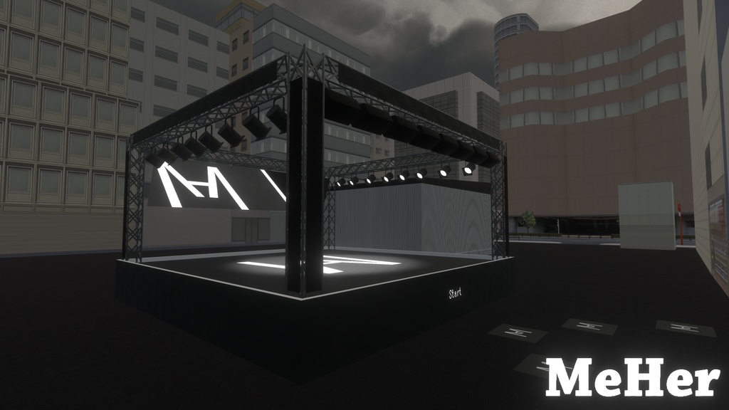 VRChat想定 ダンスギミック(ステージ付き)