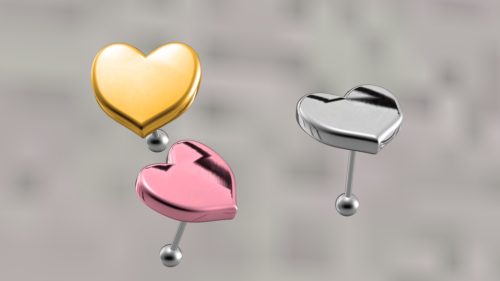 VRChat想定 HeartGoldピアス
