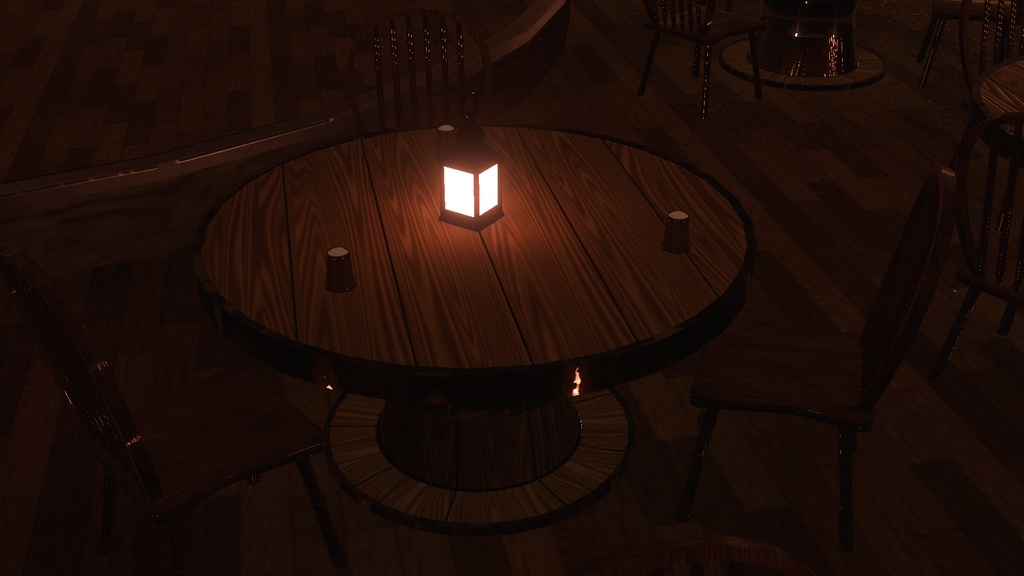 VRChat想定ファンタジー風丸テーブル&チェア