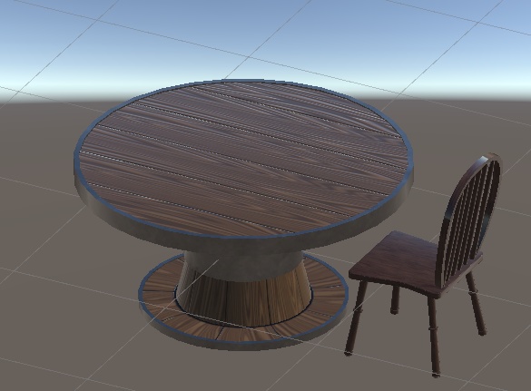 VRChat想定ファンタジー風丸テーブル&チェア