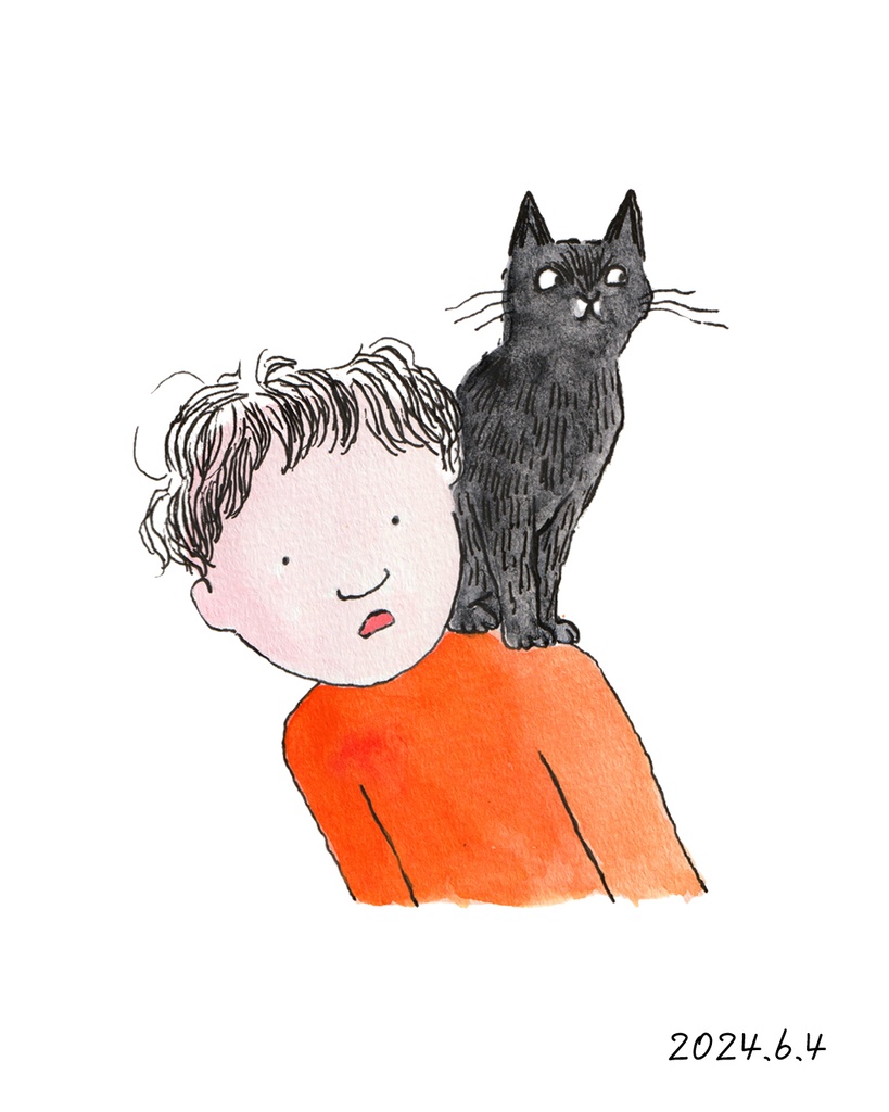 【原画】肩にのるねこ(男の子）