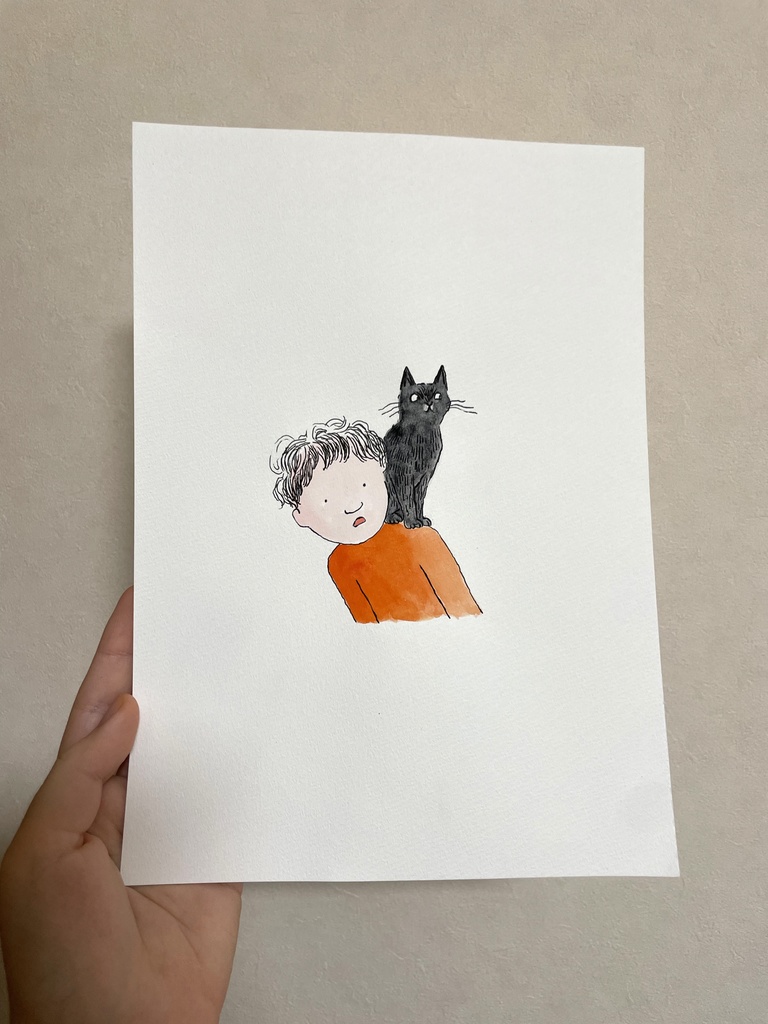 【原画】肩にのるねこ(男の子)