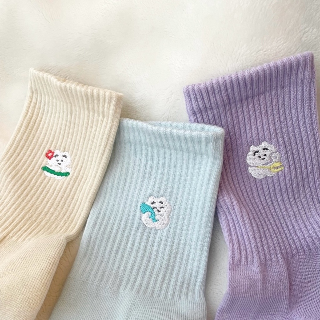 【刺繍ソックス】まゆげねこ