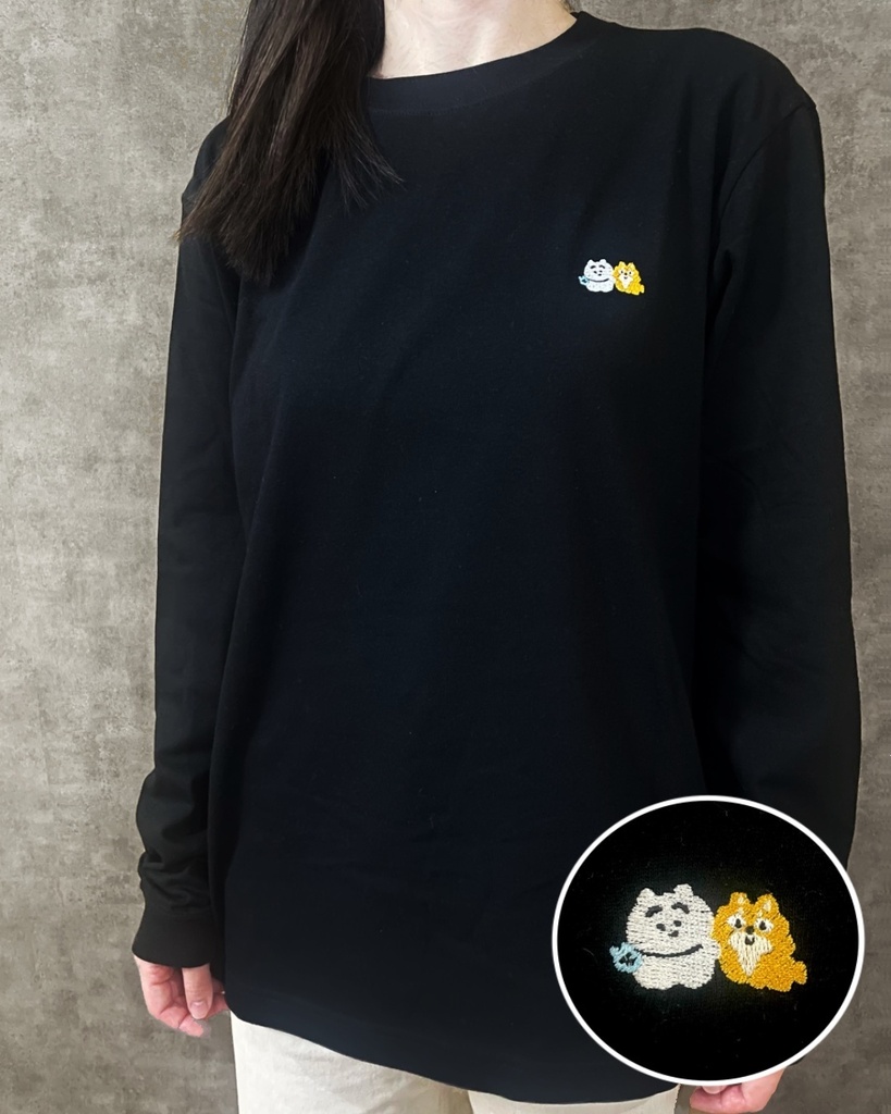 【刺繍ロンT】まゆげねこじょーじ