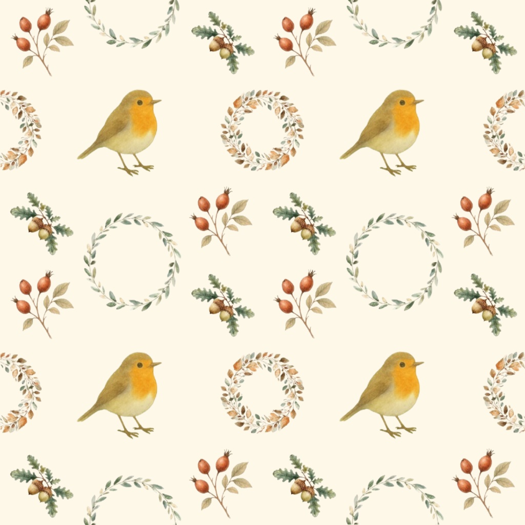 〈森と小鳥のデジタルペーパー④〉北欧水彩スタイル・5色セット