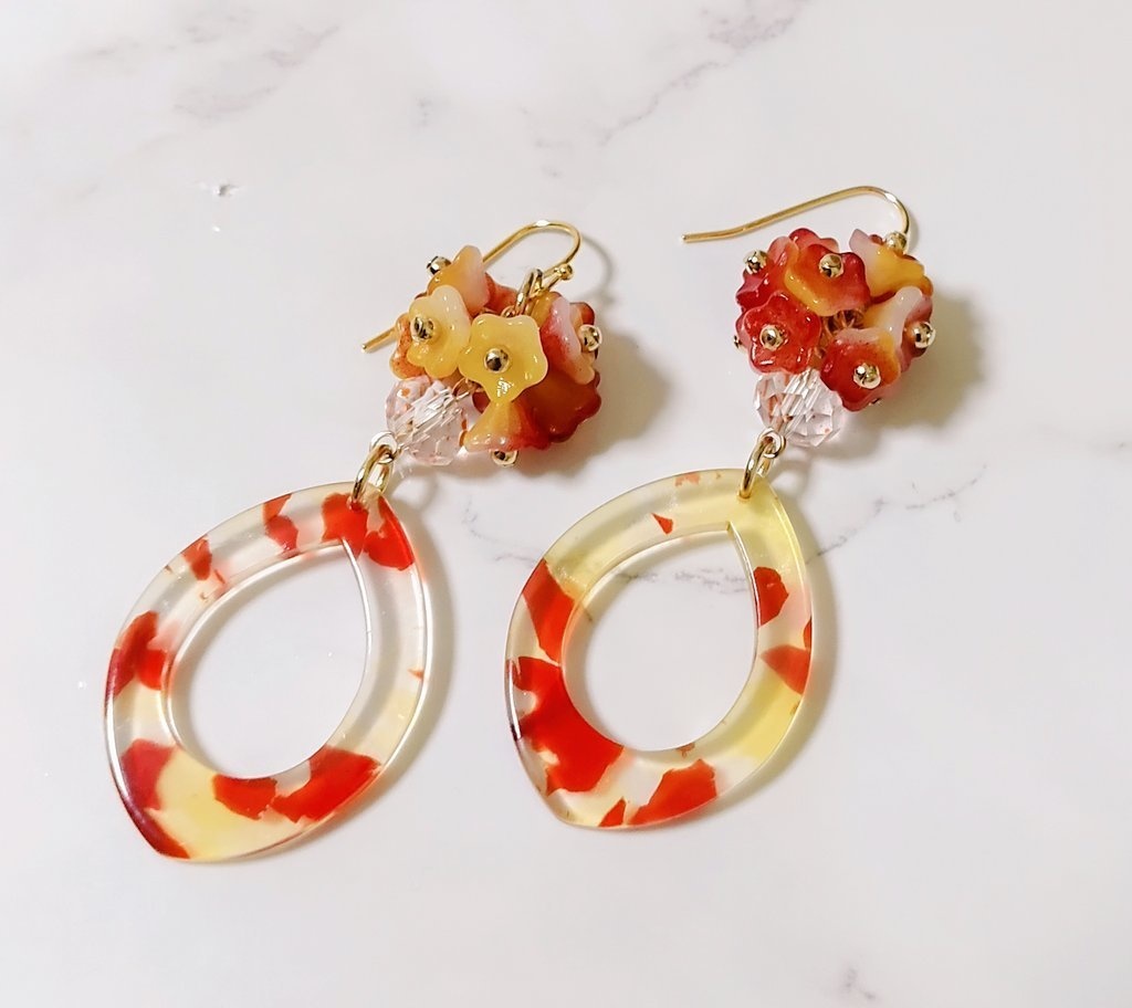 煉獄杏寿郎 イメージ フラワーブーケ ピアス