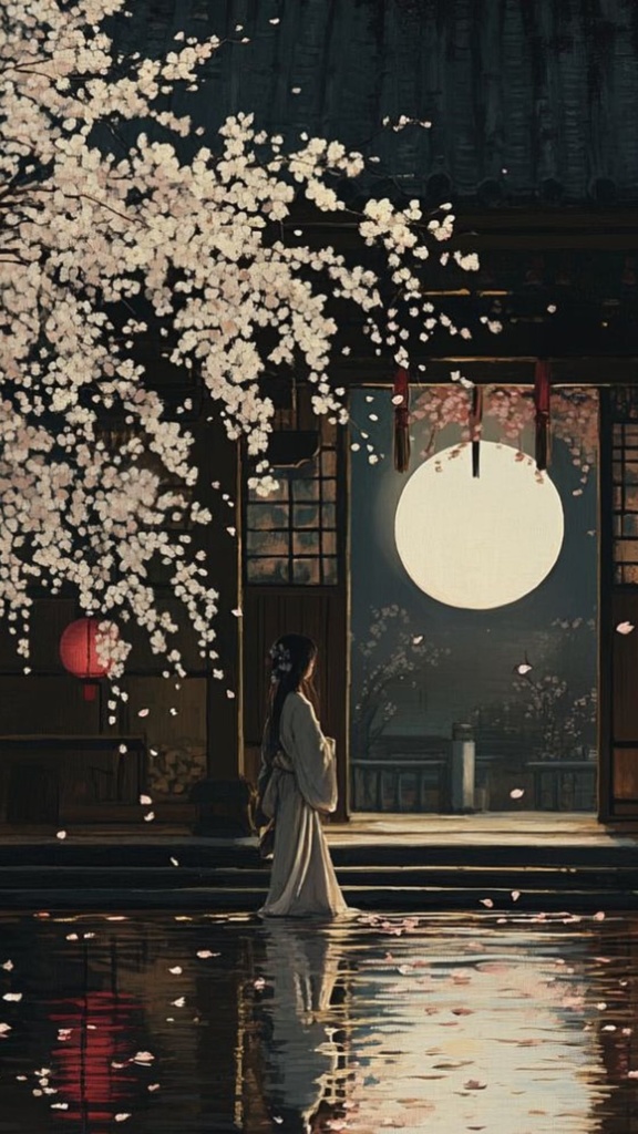月夜桜の神苑