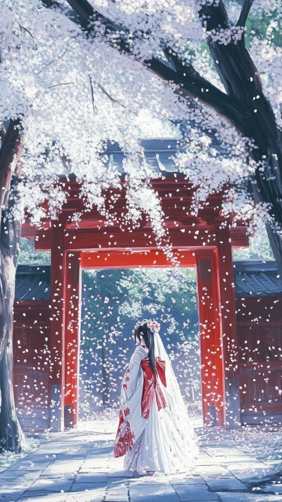 神社に佇む和美人