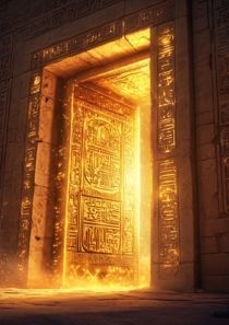 《黄金の扉と満月の滝 開運幻想画》5点セット