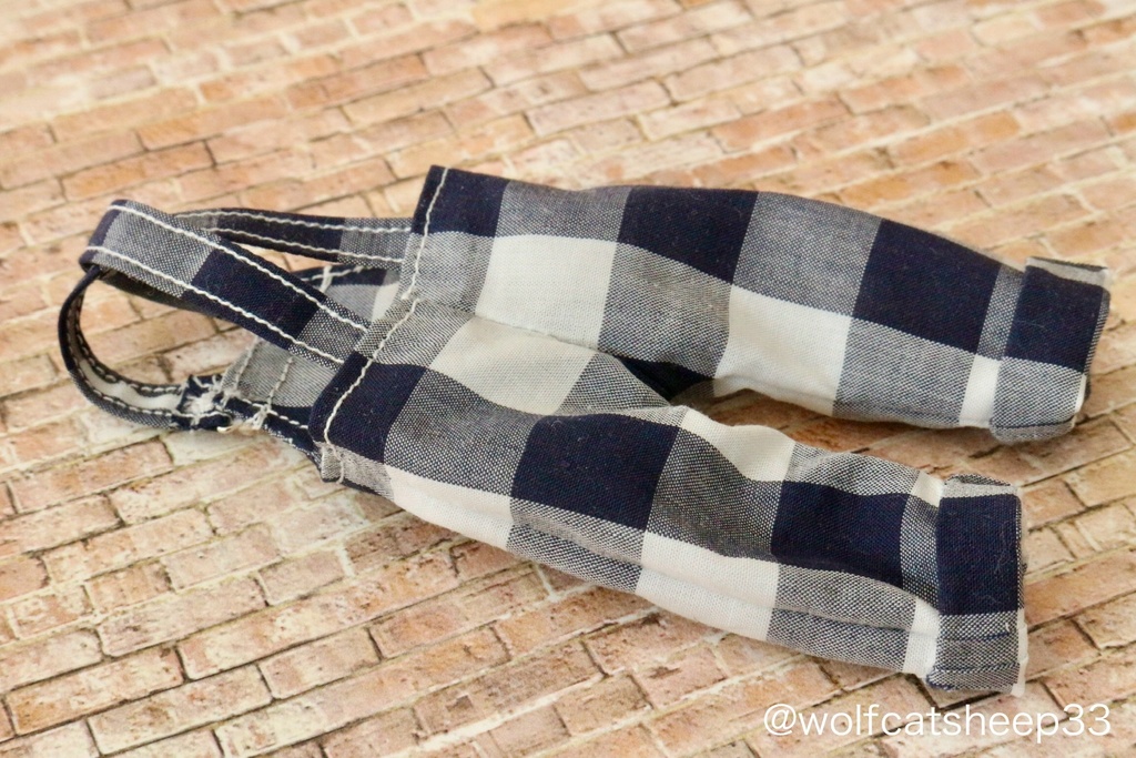 【オビツ11】インディゴチェック柄サロペット