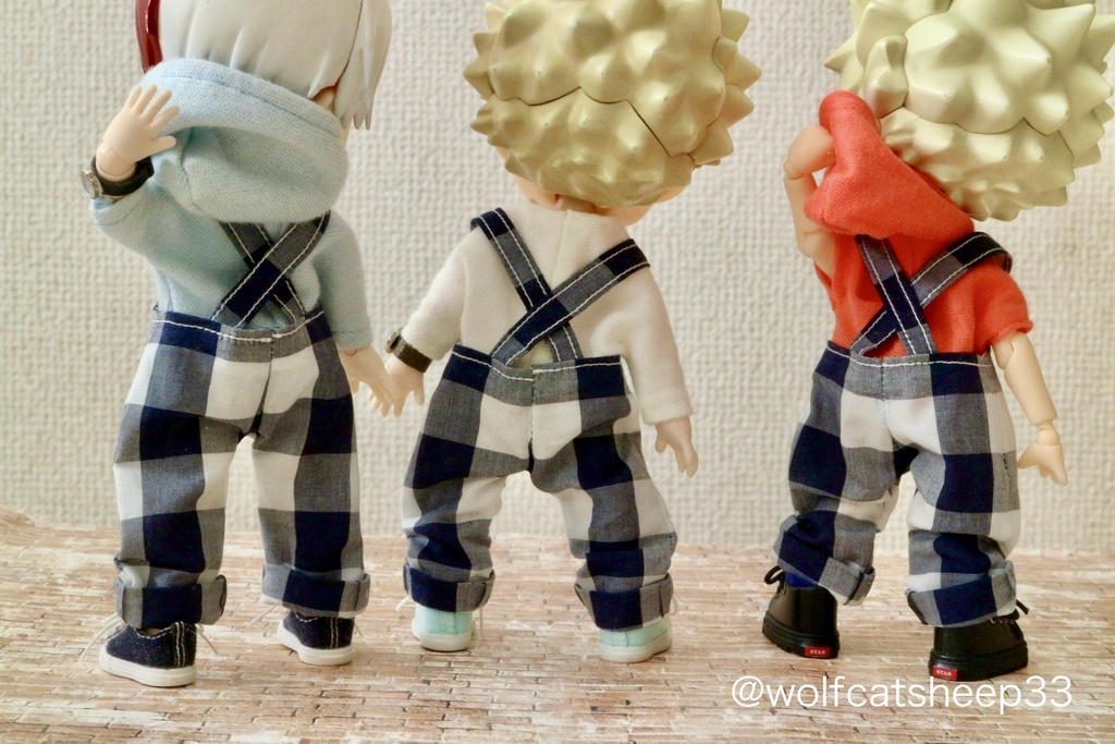 【オビツ11】インディゴチェック柄サロペット