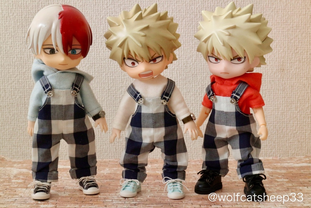 【オビツ11】インディゴチェック柄サロペット