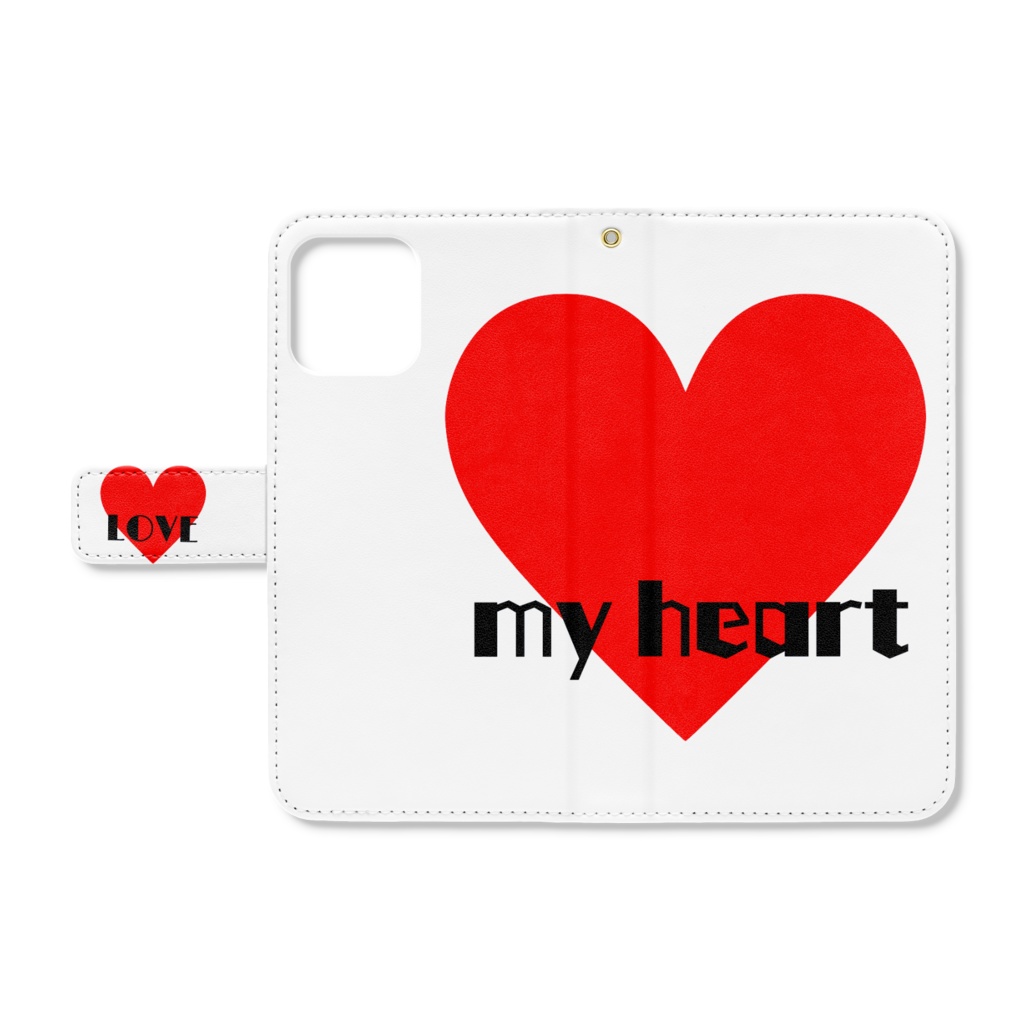 手帳型iPhoneケース - iPhone12 / 12 Pro - ストラップ穴 あり　myheart