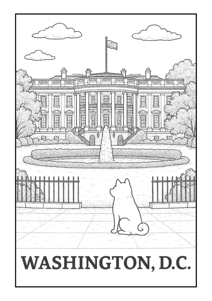 【ぬりえPDF】しば犬と訪ねる アメリカの景色(親子パック)