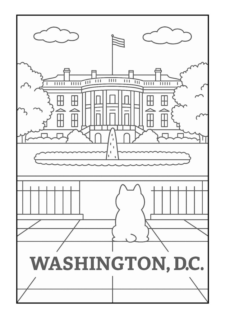 【ぬりえPDF】しば犬と訪ねる アメリカの景色(親子パック)