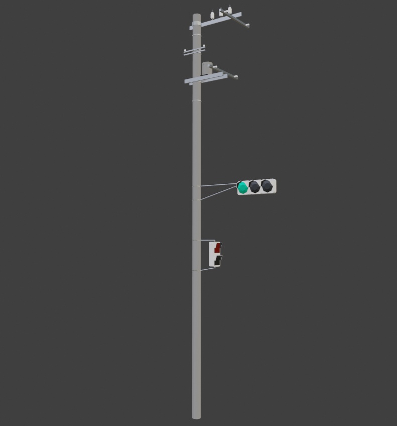 電柱+信号機3Dモデル/Utility Pole+Traffic Light
