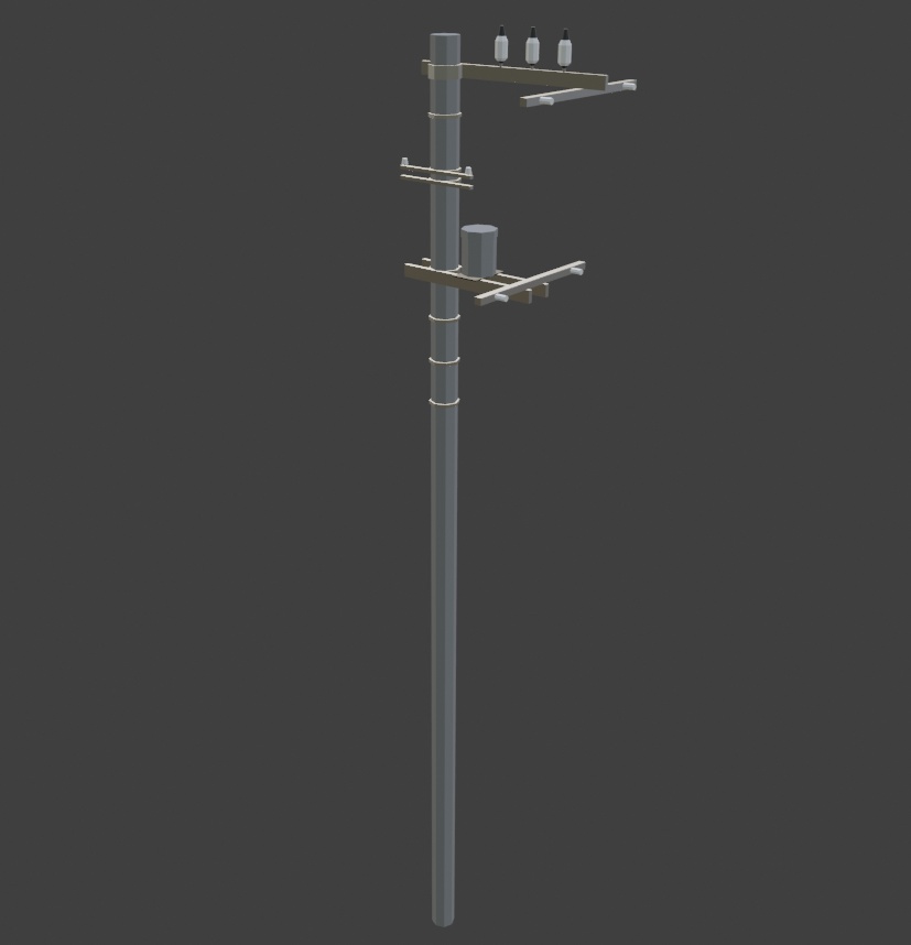 電柱+信号機3Dモデル/Utility Pole+Traffic Light
