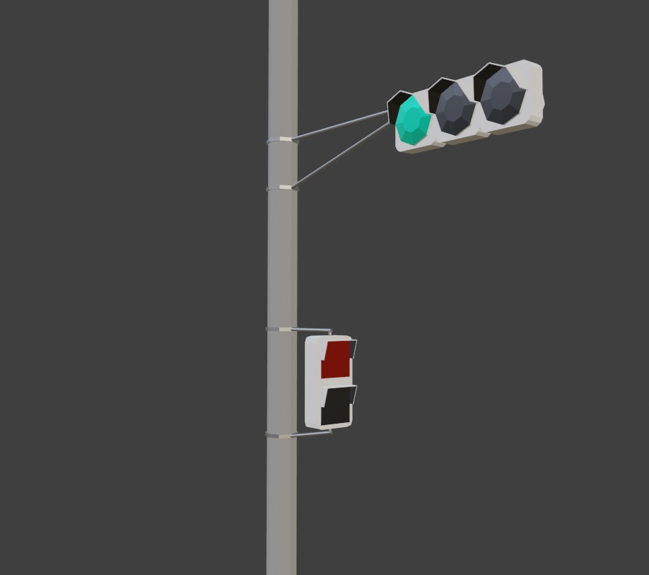 電柱+信号機3Dモデル/Utility Pole+Traffic Light