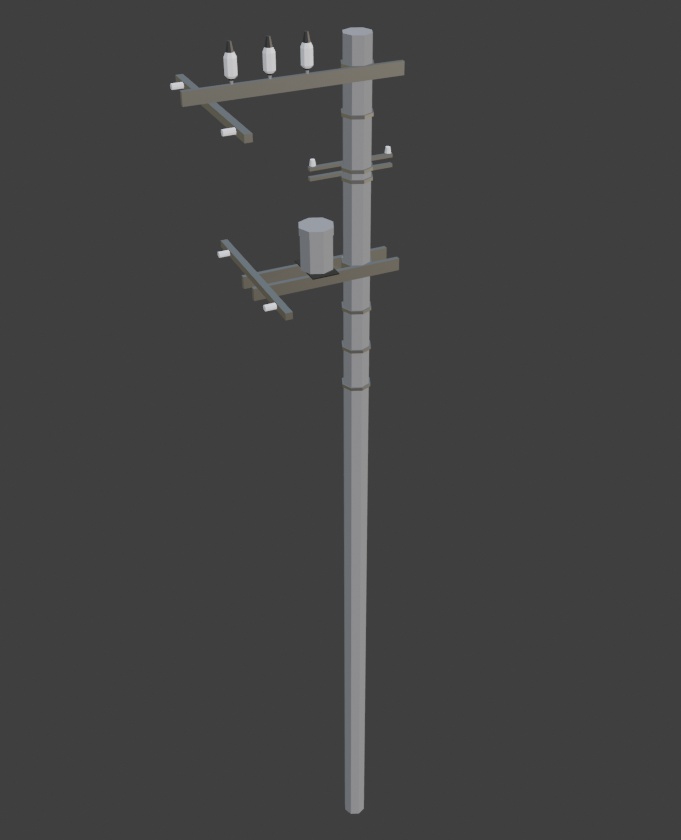 電柱+信号機3Dモデル/Utility Pole+Traffic Light