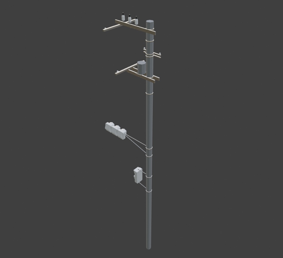 電柱+信号機3Dモデル/Utility Pole+Traffic Light