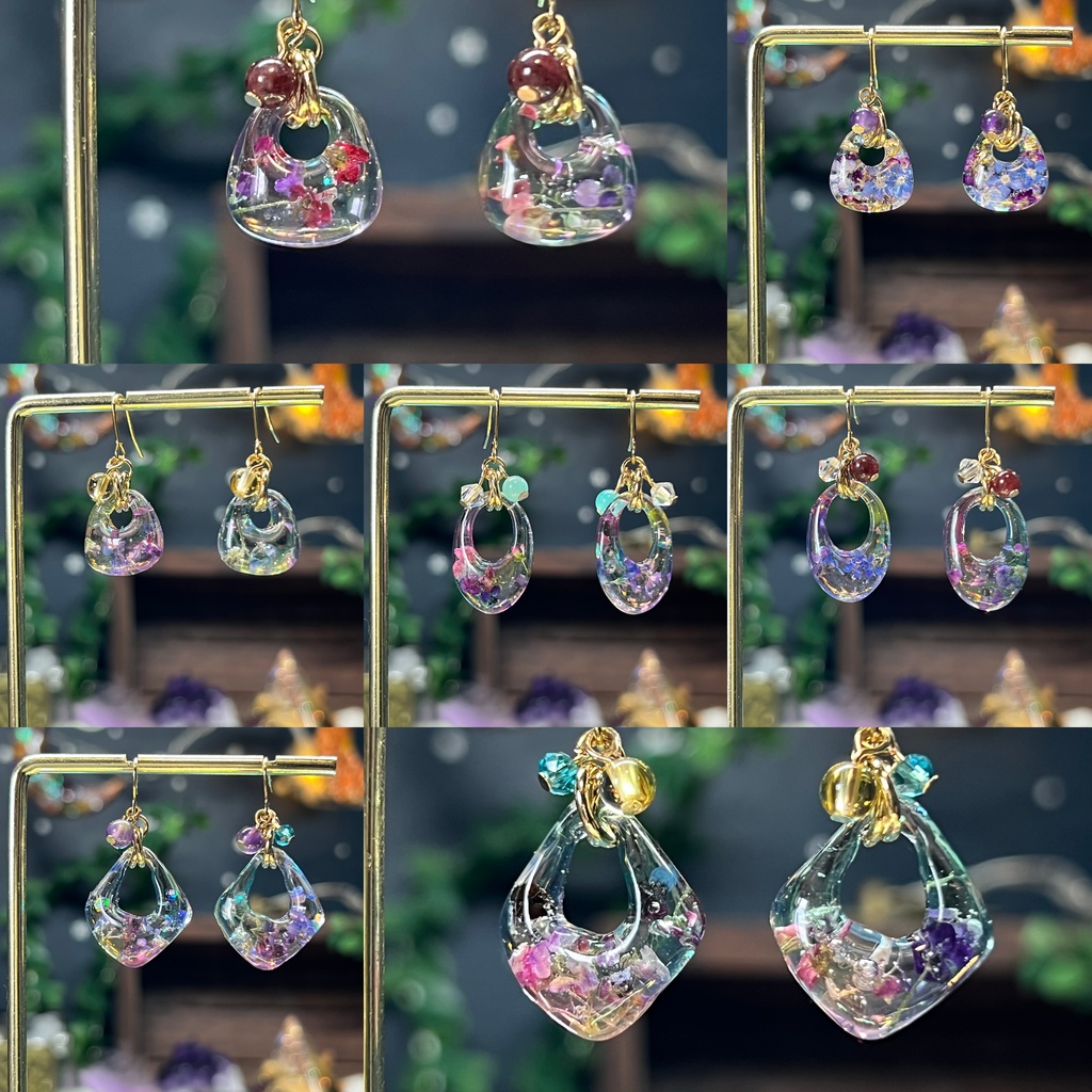 【NorthernLights】お花と天然石のピアス -2024FW-