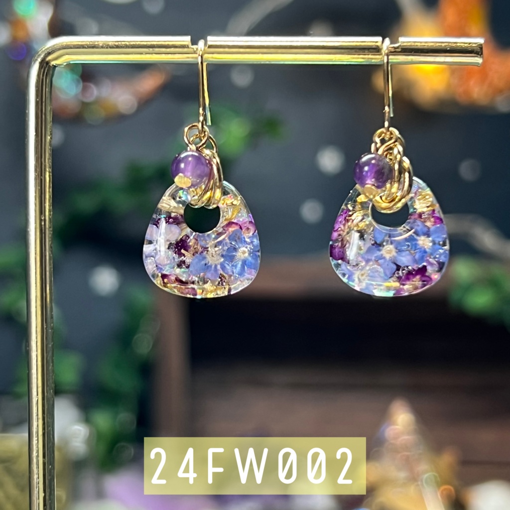 【NorthernLights】お花と天然石のピアス -2024FW-